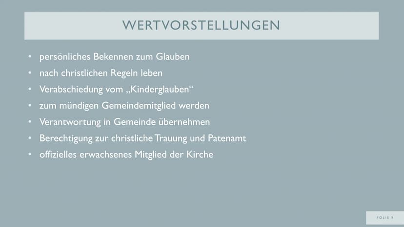 DIE
KONFIRMATION
ALS
ÜBERGANGSRITUS
VON
FOLIE I NOTIZEN FÜR ERWEITERTEN VORTRAG
WAS SIND ÜBERGANGSRITEN?
- Übergang eines Individuums von ei