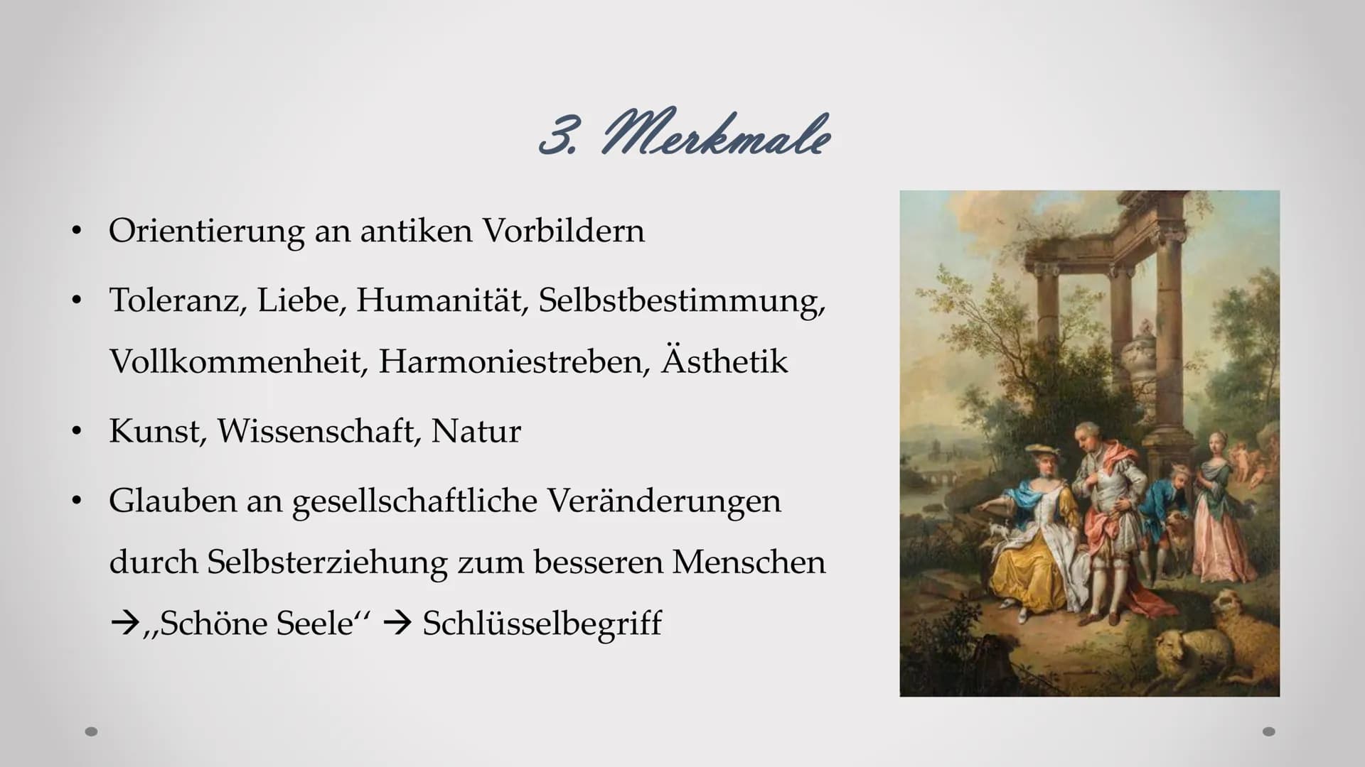 Definition
●
●
●
Merkmale
●
Literatur
●
●
Literaturepoche von 1786-1832
durch Französische Revolution (1789) geprägt → nachfolgend viele
men