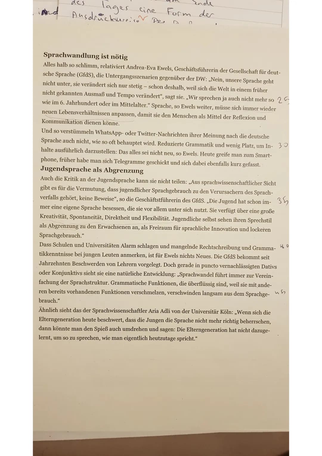 Ausdrien ..
Deutsch Q1 1. Klausur
ine
Form der
Susanne Cords
Aus: Deutschlehrer- Info 14.11.2019
Thema: Sprachwandel
Aufgabe
1) Analysiere d