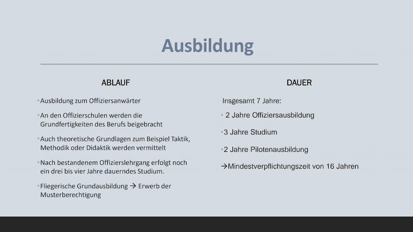 Bundeswehr
Pilot Eignungstest
https://www.ausbildungspark.com/einstellungstest/bundeswehr/ Berufsbeschreibung
Was macht ein Bundeswehr Pilot