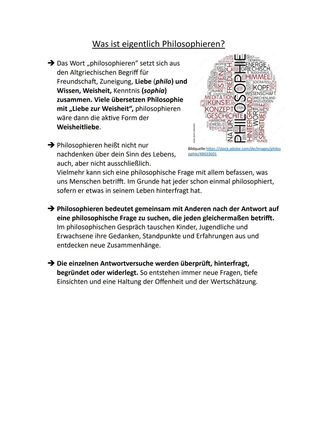 Was ist eigentlich Philosophieren?
Das Wort ,,philosophieren" setzt sich aus
den Altgriechischen Begriff für
Freundschaft, Zuneigung, Liebe 