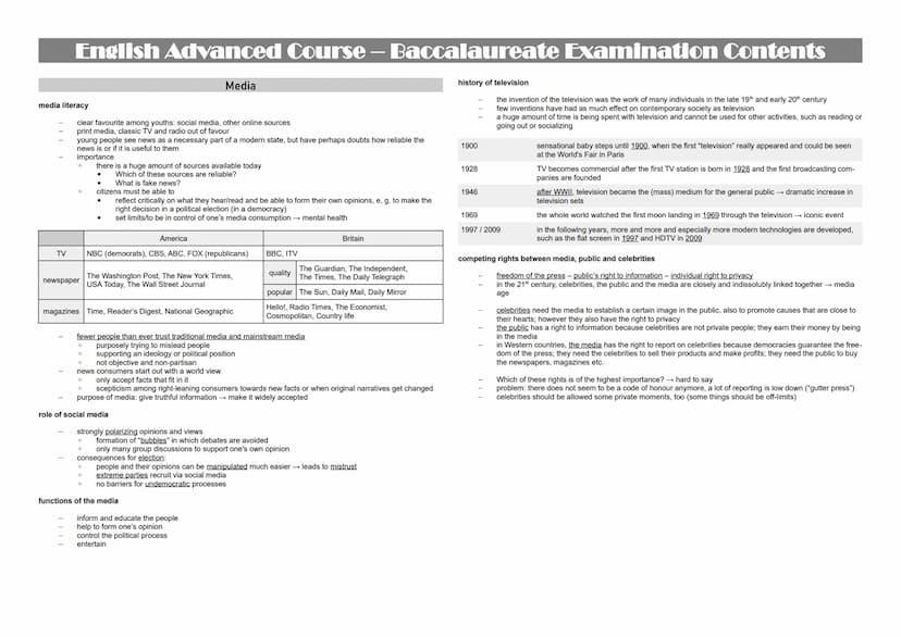 English Advanced Course – Baccalaureate Examination Contents
more authoritarian (what the father said was law,
corporal punishment)
taken mo