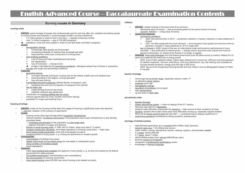 English Advanced Course – Baccalaureate Examination Contents
more authoritarian (what the father said was law,
corporal punishment)
taken mo