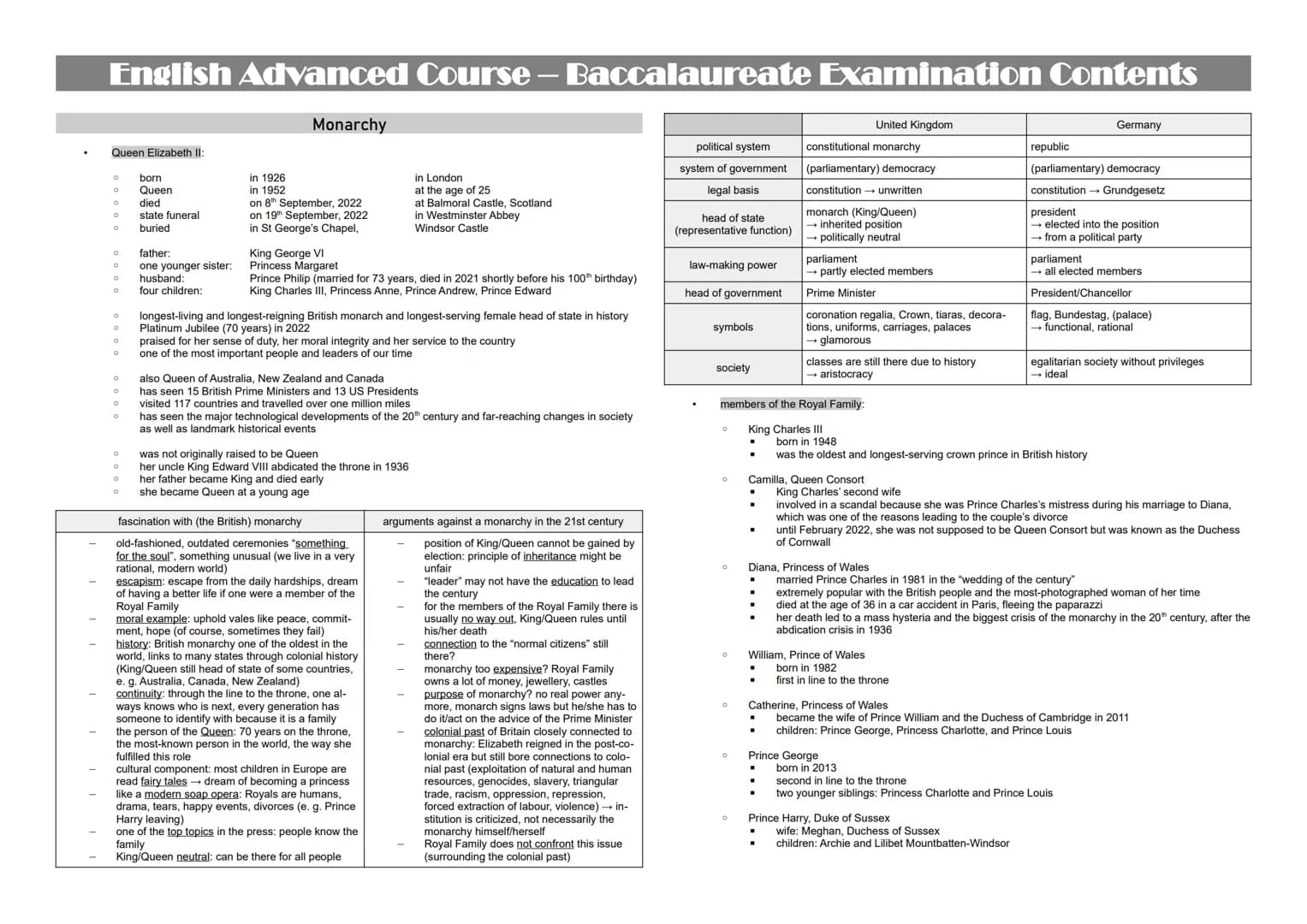English Advanced Course – Baccalaureate Examination Contents
more authoritarian (what the father said was law,
corporal punishment)
taken mo
