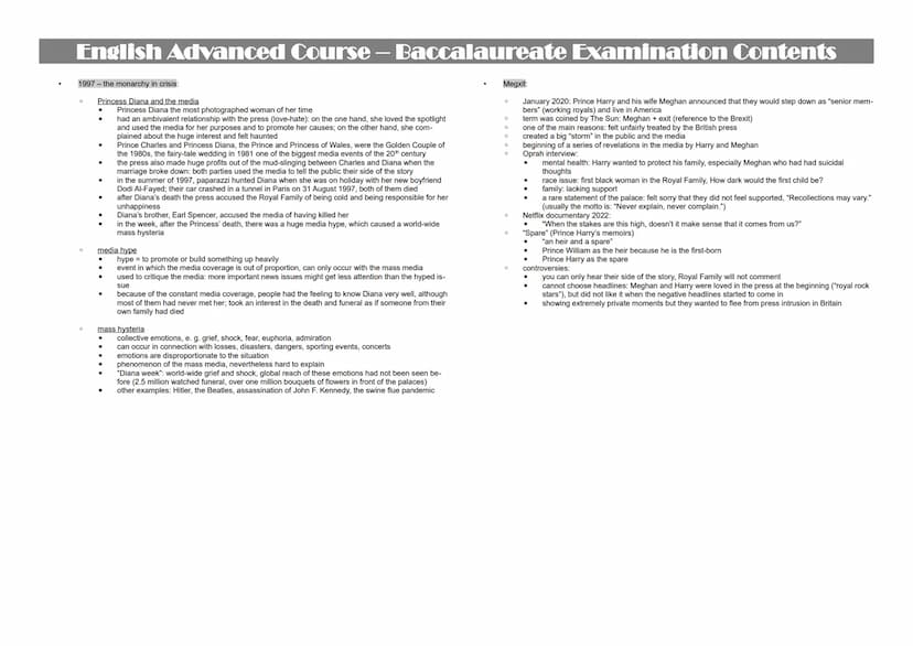 English Advanced Course – Baccalaureate Examination Contents
more authoritarian (what the father said was law,
corporal punishment)
taken mo
