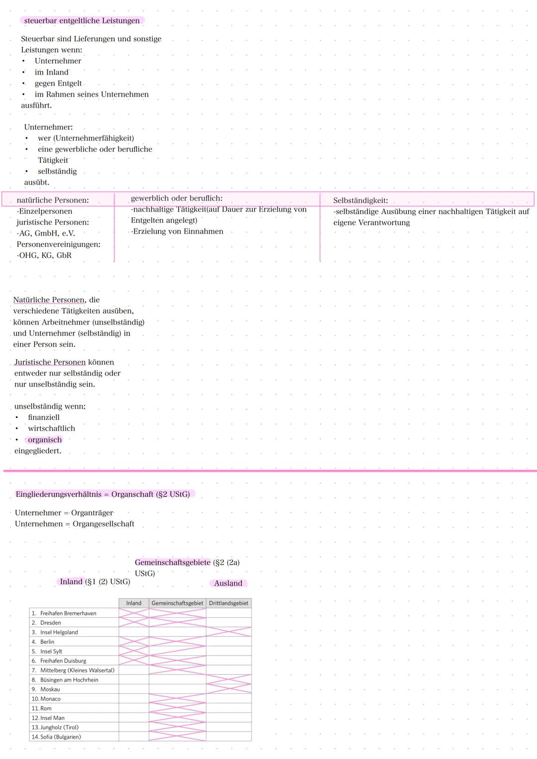 Lieferungen (§3 (1) UStG)
Verschaffung der Verfügungsmacht eines Gegenstandes.
beteiligte Personen:
-Lieferer
-Abnehmer
Tatbestandsmerkmale: