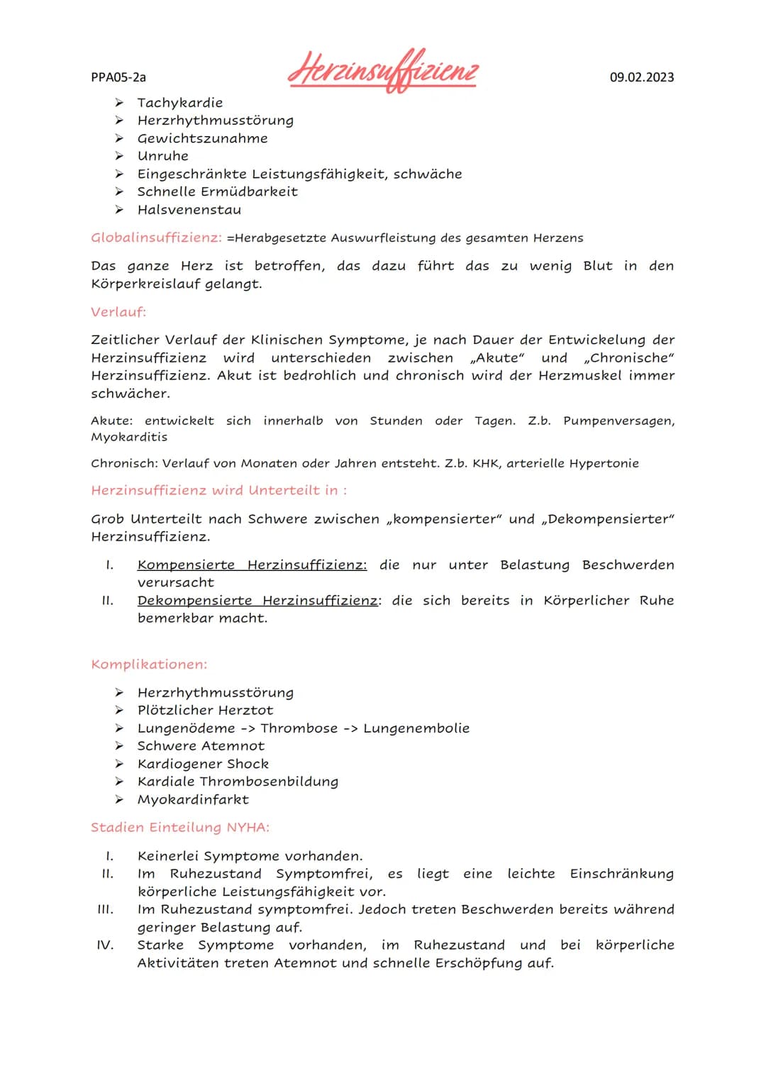 Herzinsuffizienz
Die Herzinsuffizienz (=Herzmuskelschwäche) ist ein klinisches Syndrom. Es
handelt sich um das Unvermögen des Herzens, das b