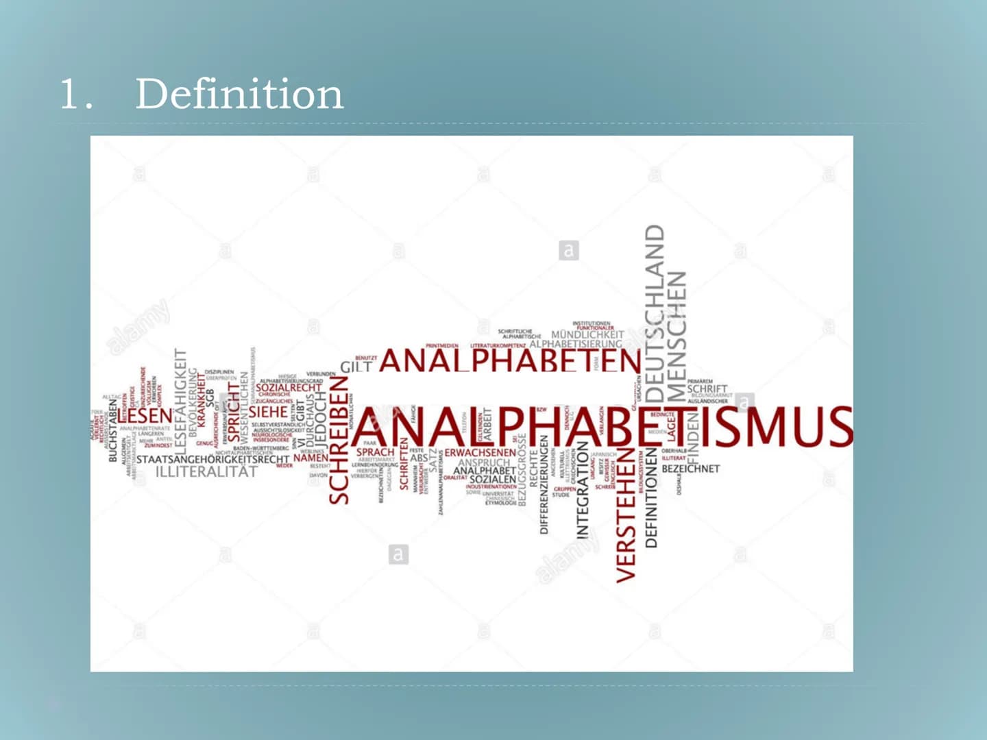 Gliederung
1. Definition
2. Differenzierungen bei Analphabeten
2.1. Primärer Analphabetismus
2.2. Sekundärer Analphabetismus
2.3. Semi-Analp