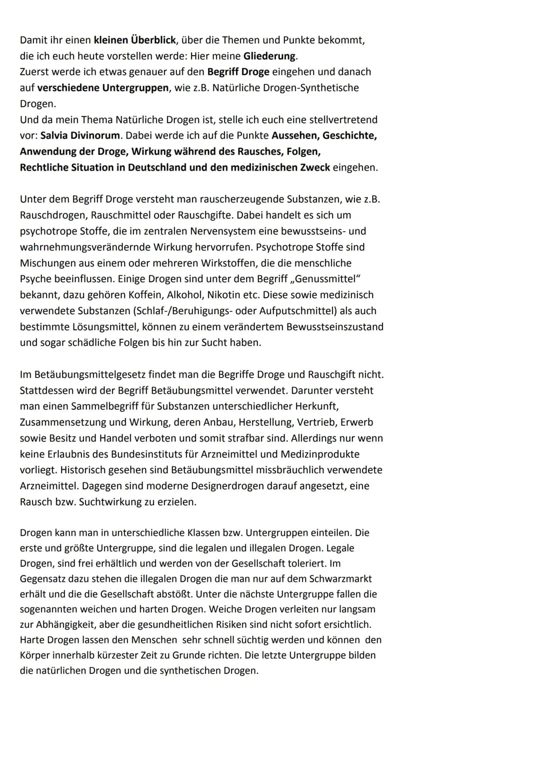 NATÜRLICHE DROGEN Damit ihr einen kleinen Überblick, über die Themen und Punkte bekommt,
die ich euch heute vorstellen werde: Hier meine Gli