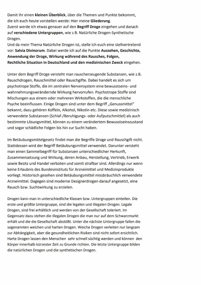 NATÜRLICHE DROGEN Damit ihr einen kleinen Überblick, über die Themen und Punkte bekommt,
die ich euch heute vorstellen werde: Hier meine Gli