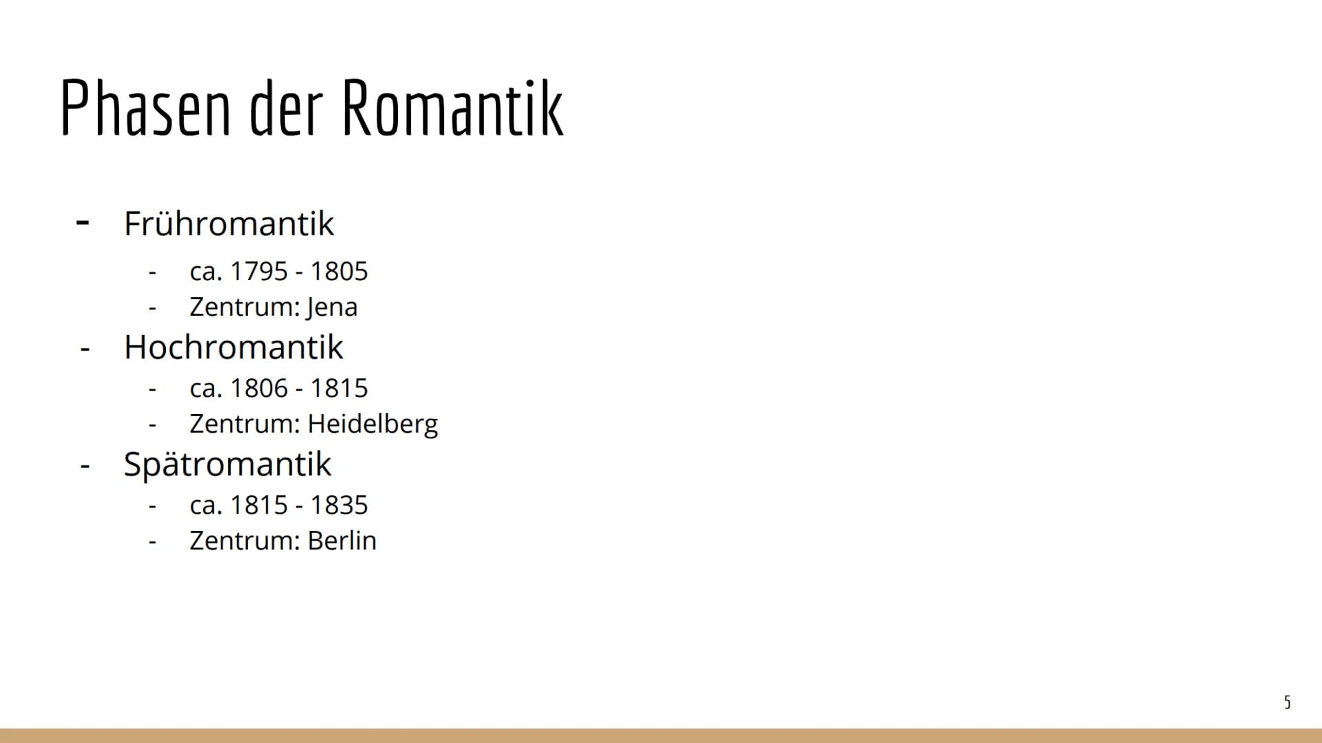 Romantik
Epochenüberblick Inhalt
-
-
-
Begriff "Romantik"
Zeitraum der Romantik
Phasen der Romantik
Historischer Hintergrund
Lebensauffassun