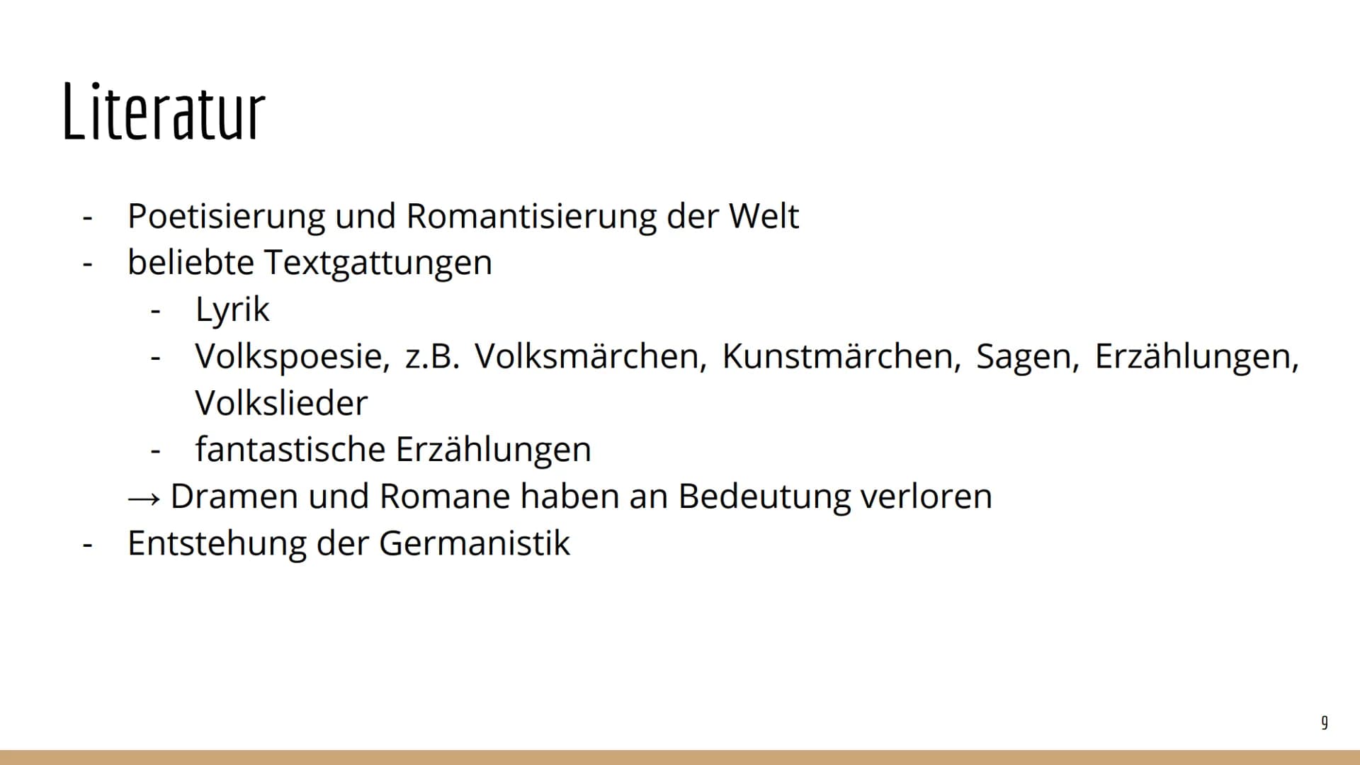 Romantik
Epochenüberblick Inhalt
-
-
-
Begriff "Romantik"
Zeitraum der Romantik
Phasen der Romantik
Historischer Hintergrund
Lebensauffassun