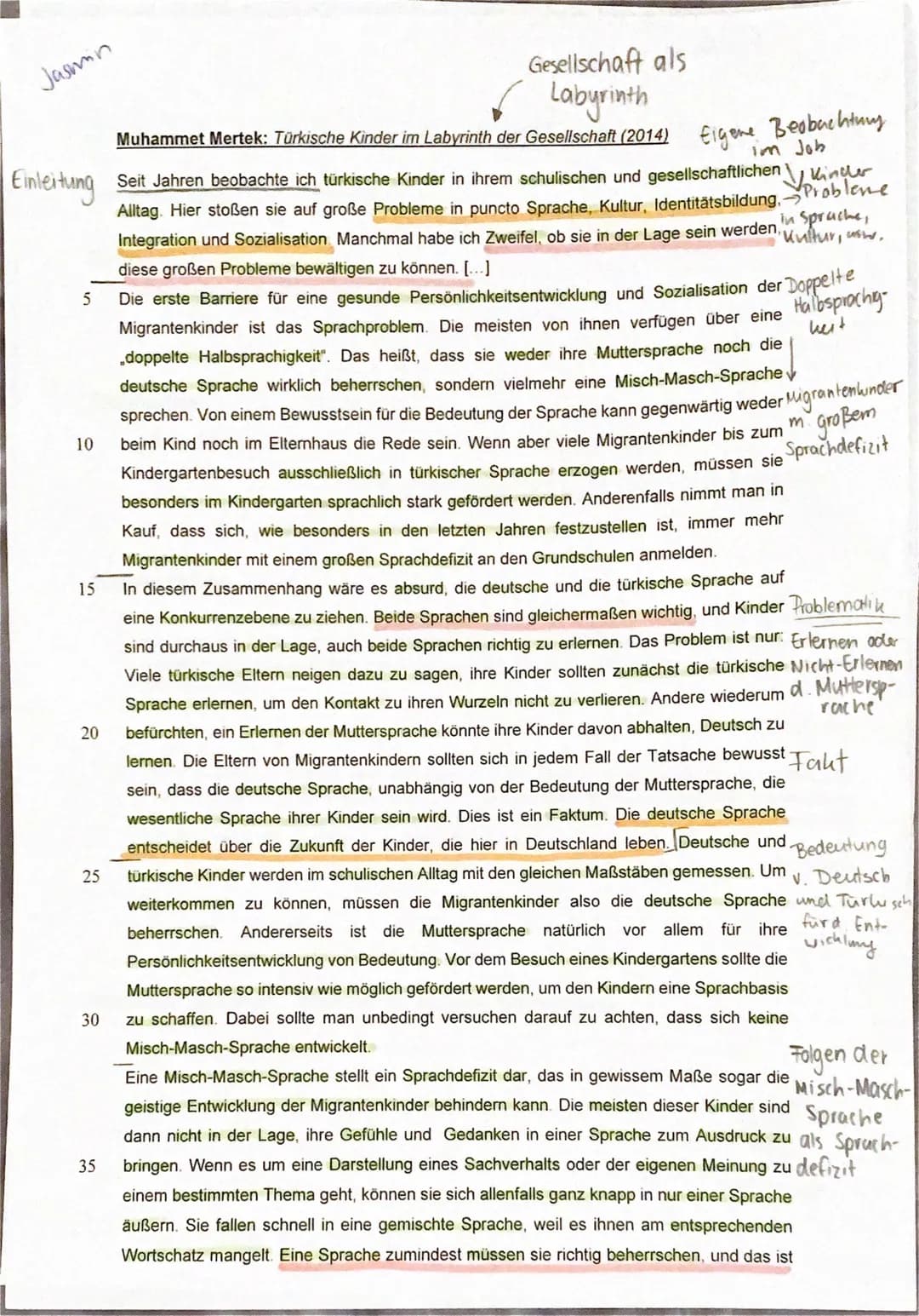 Q1/2 (D1, FU)
Bearbeitungszeit:
Aufgabenart IA:
Textgrundlage:
3. Klausur, Thema: Reflexion über Sprache - Mehrsprachigkeit
Analyse eines Sa