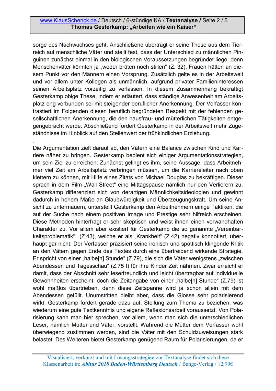 www.KlausSchenck.de/ 6-stündige KA / Schenck / Deutsch /
KA-Lösung: Textanalyse / ,,Ich bin ein Krisenkind" / Seite 1 von 4
Aufgabenstellung