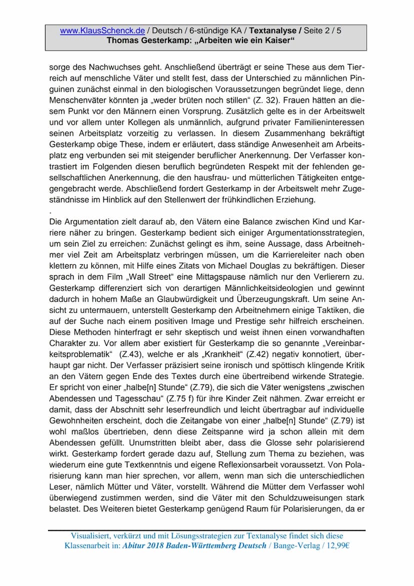 www.KlausSchenck.de/ 6-stündige KA / Schenck / Deutsch /
KA-Lösung: Textanalyse / ,,Ich bin ein Krisenkind" / Seite 1 von 4
Aufgabenstellung