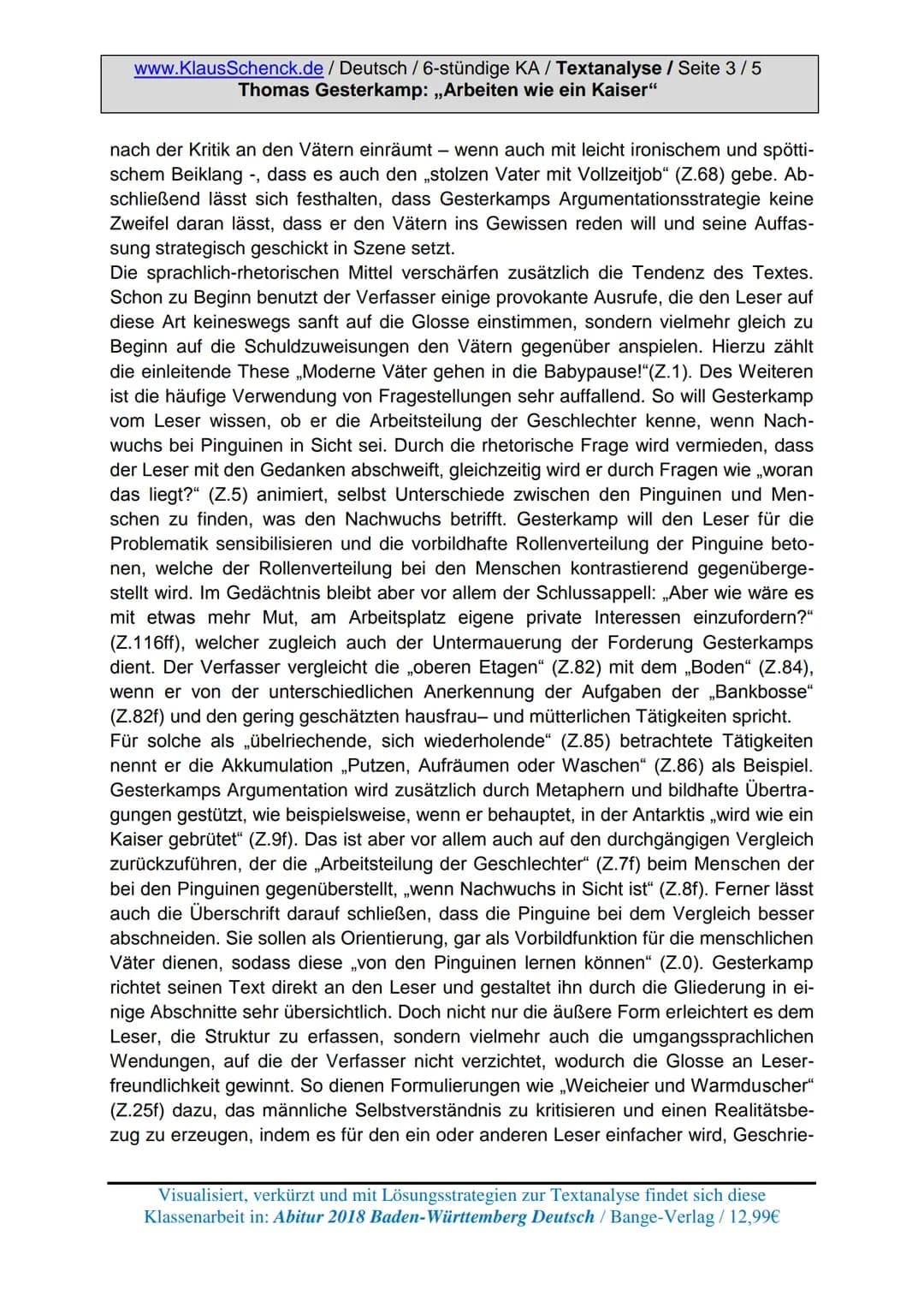 www.KlausSchenck.de/ 6-stündige KA / Schenck / Deutsch /
KA-Lösung: Textanalyse / ,,Ich bin ein Krisenkind" / Seite 1 von 4
Aufgabenstellung