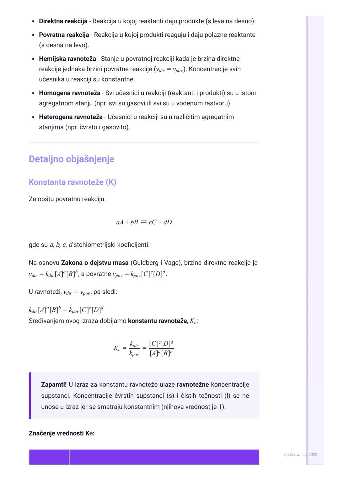 # Hemijska ravnoteža

Uvod u hemijsku ravnotežu

Većina hemijskih reakcija koje smo do sada radili su išle "do kraja", tj. reaktanti se
potr