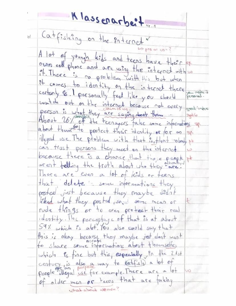 Englisch 10b-
-Klassenarbeit Nr. 1
1 How I met my twin sister
Name:
Sophie
LM Listen to Zoe talking about how she met someone
who looked exa