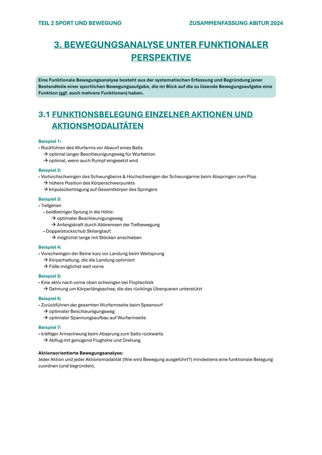 TEIL 2 SPORT UND BEWEGUNG
ZUSAMMENFASSUNG ABITUR 2024

# 3. BEWEGUNGSANALYSE UNTER FUNKTIONALER
## PERSPEKTIVE

Eine Funktionale Bewegungsan