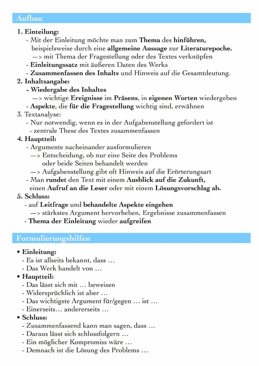 LITERARISCHE ERÖRTERUNG
Die literarische Erörterung ist eine Form der textgebundenen Erörterung.
Dabei erörtert man anhand einer Fragestellu