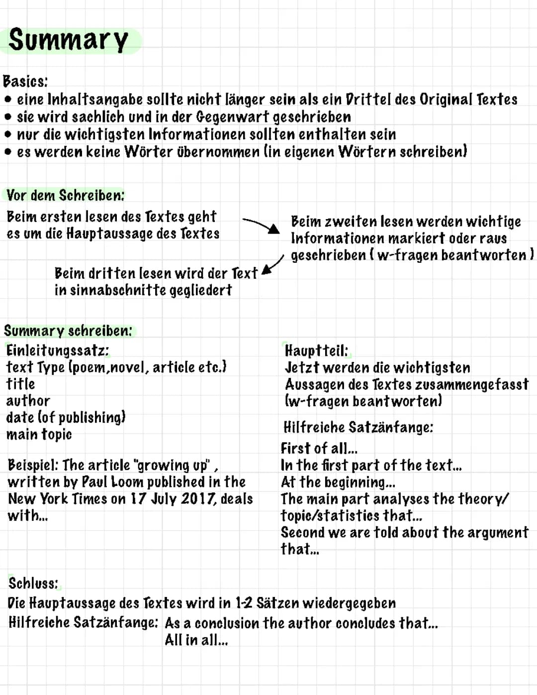 summary-Inhaltsangabe Englisch