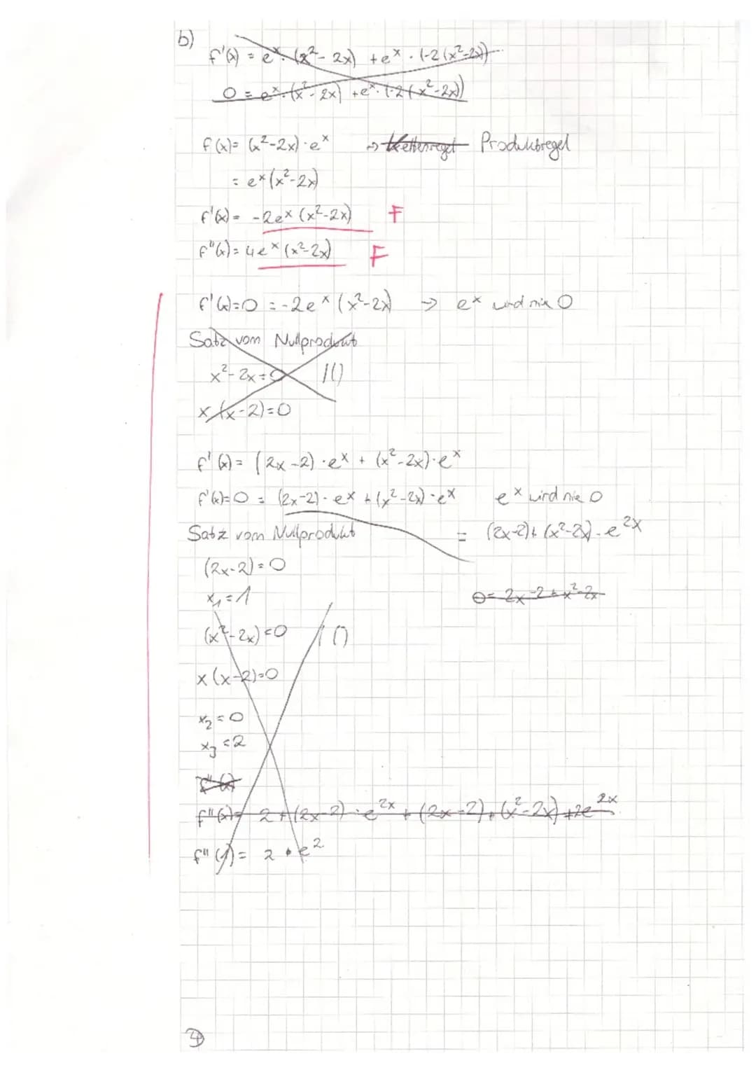 TEIL A: Ohne Hilfsmittel
Aufgabe 1:
Bilde die erste Ableitung der Funktion f.
a) f(x) = 2x³ - 6x² +/=//
b) f(x)= x³ (-2x + 1)¹
Aufgabe 2:
Lö