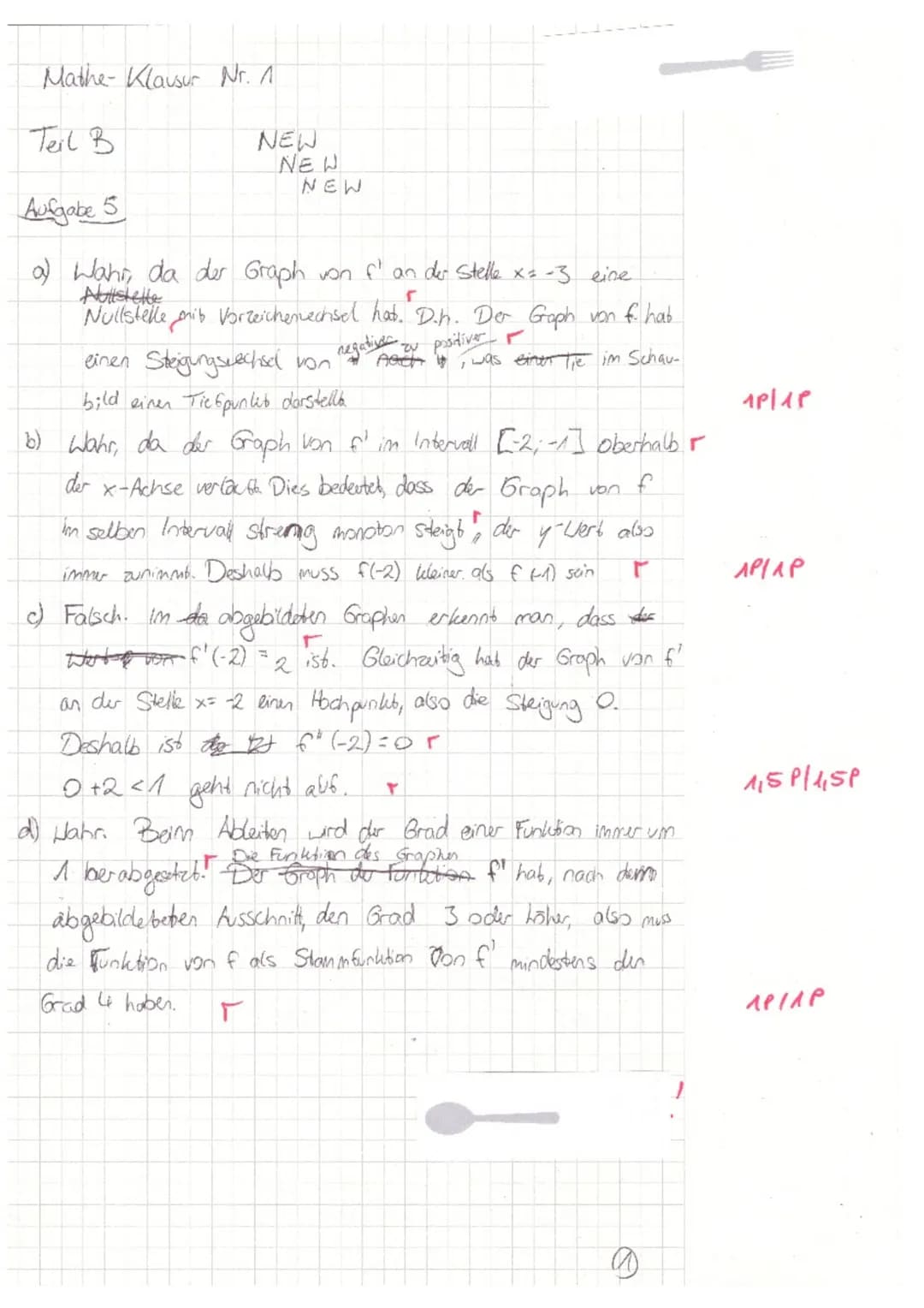 TEIL A: Ohne Hilfsmittel
Aufgabe 1:
Bilde die erste Ableitung der Funktion f.
a) f(x) = 2x³ - 6x² +/=//
b) f(x)= x³ (-2x + 1)¹
Aufgabe 2:
Lö