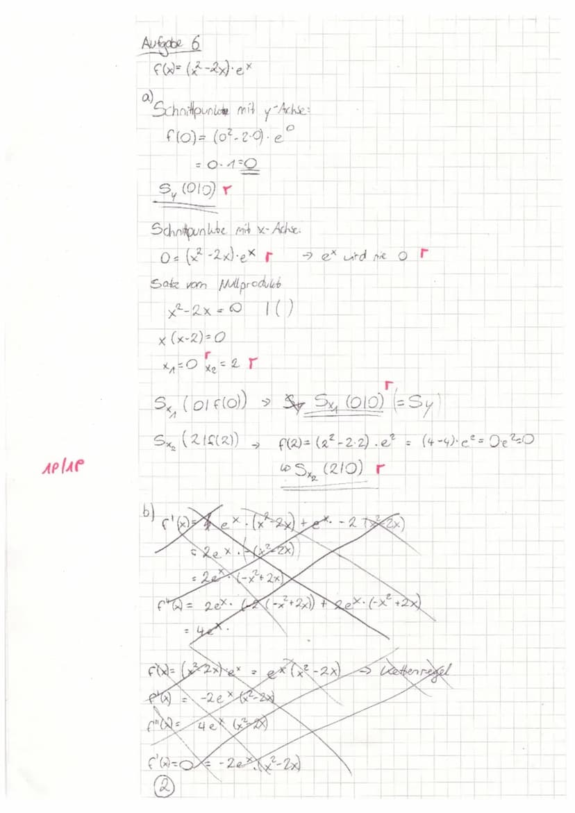 TEIL A: Ohne Hilfsmittel
Aufgabe 1:
Bilde die erste Ableitung der Funktion f.
a) f(x) = 2x³ - 6x² +/=//
b) f(x)= x³ (-2x + 1)¹
Aufgabe 2:
Lö