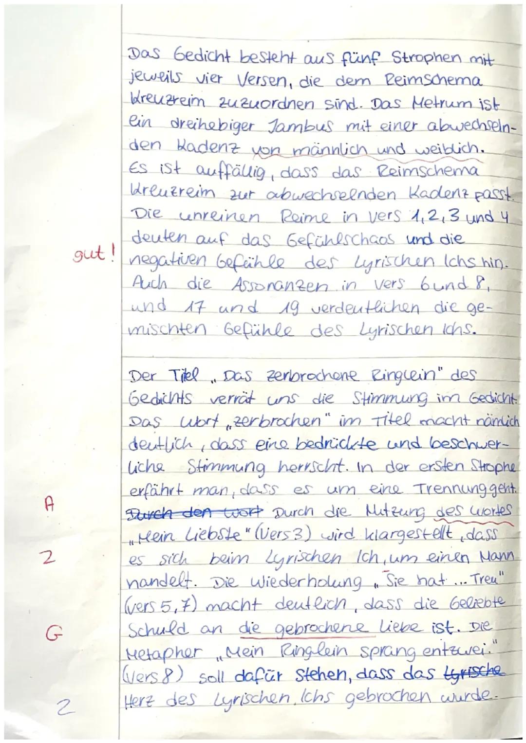 Chiara Uccello
22.04.24
3-Deutschklausur.
Das romantische Gedicht „Das zerbrochene
་་
Ringlein" von Joseph von Eichendorff aus dem
1815 them