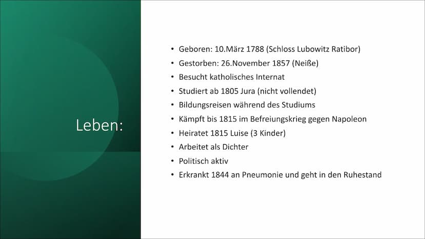 Aus dem Leben eines Taugenichts
Von: Joseph Karl Benedikt Freiherr von Eichendorff
Biographie:
1788-1857
Stammt aus Adelsfamilie
Studiert ab