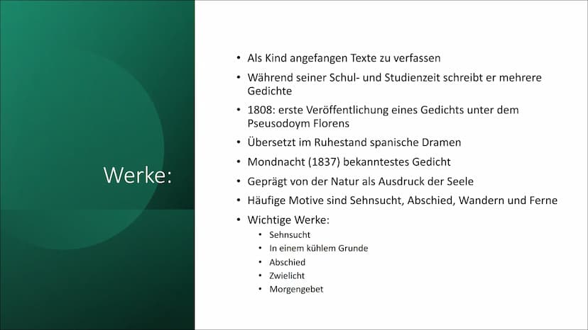 Aus dem Leben eines Taugenichts
Von: Joseph Karl Benedikt Freiherr von Eichendorff
Biographie:
1788-1857
Stammt aus Adelsfamilie
Studiert ab
