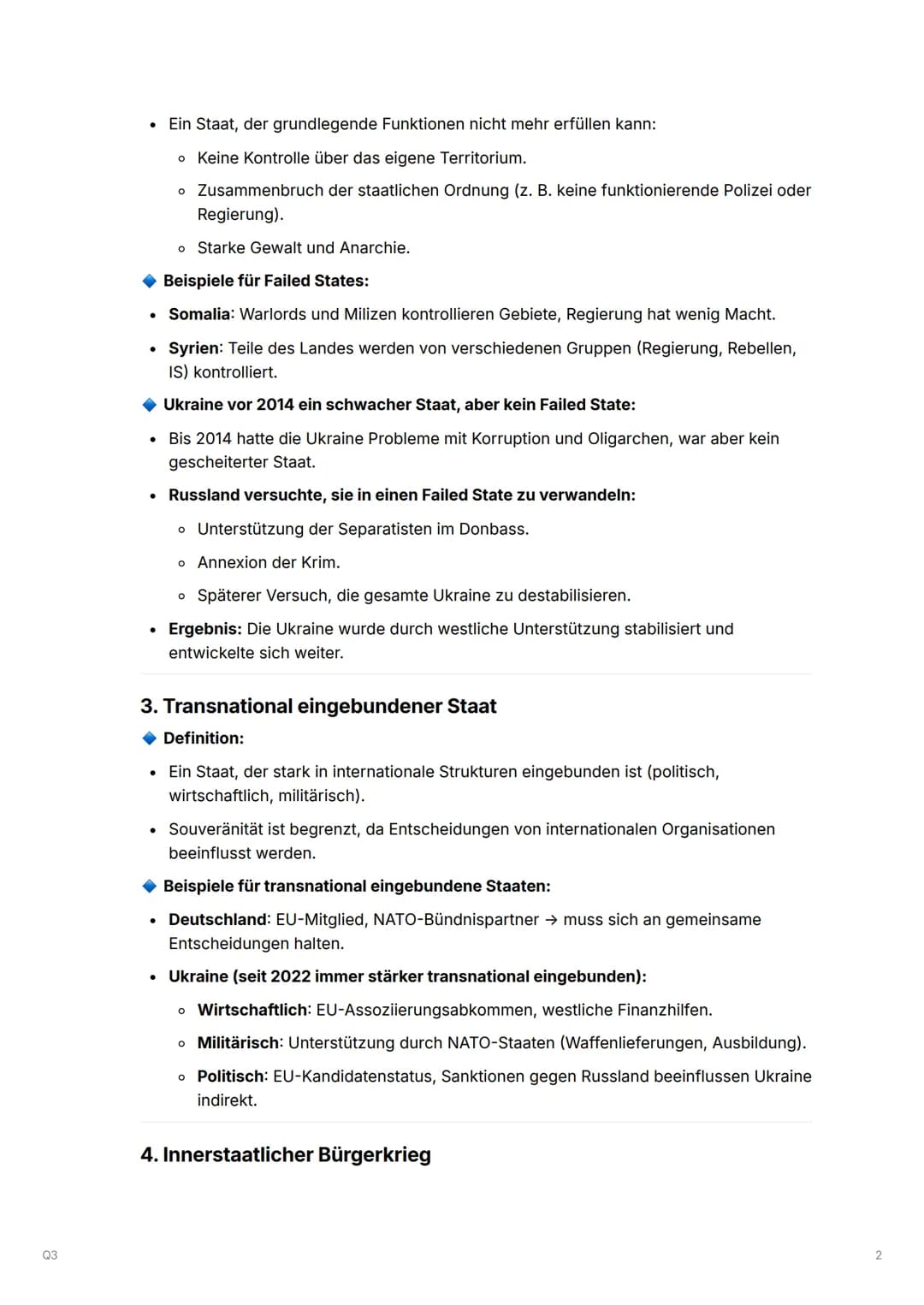 Q3
Q3.1 Internationale Konflikte und Konfliktbearbeitung in einer differenzierten Staatenwelt
▼Analyse eines aktuellen, exemplarischen Konfl
