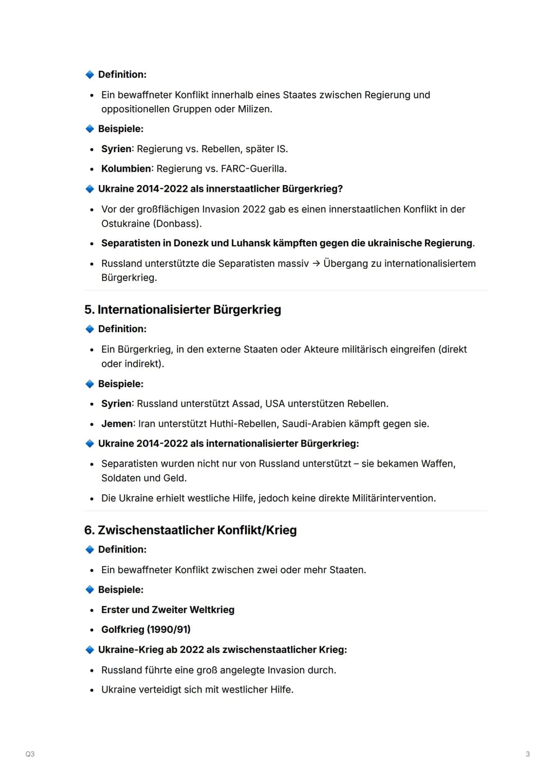 Q3
Q3.1 Internationale Konflikte und Konfliktbearbeitung in einer differenzierten Staatenwelt
▼Analyse eines aktuellen, exemplarischen Konfl