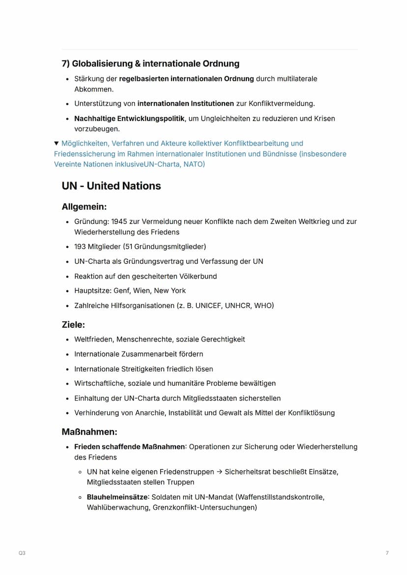 Q3
Q3.1 Internationale Konflikte und Konfliktbearbeitung in einer differenzierten Staatenwelt
▼Analyse eines aktuellen, exemplarischen Konfl