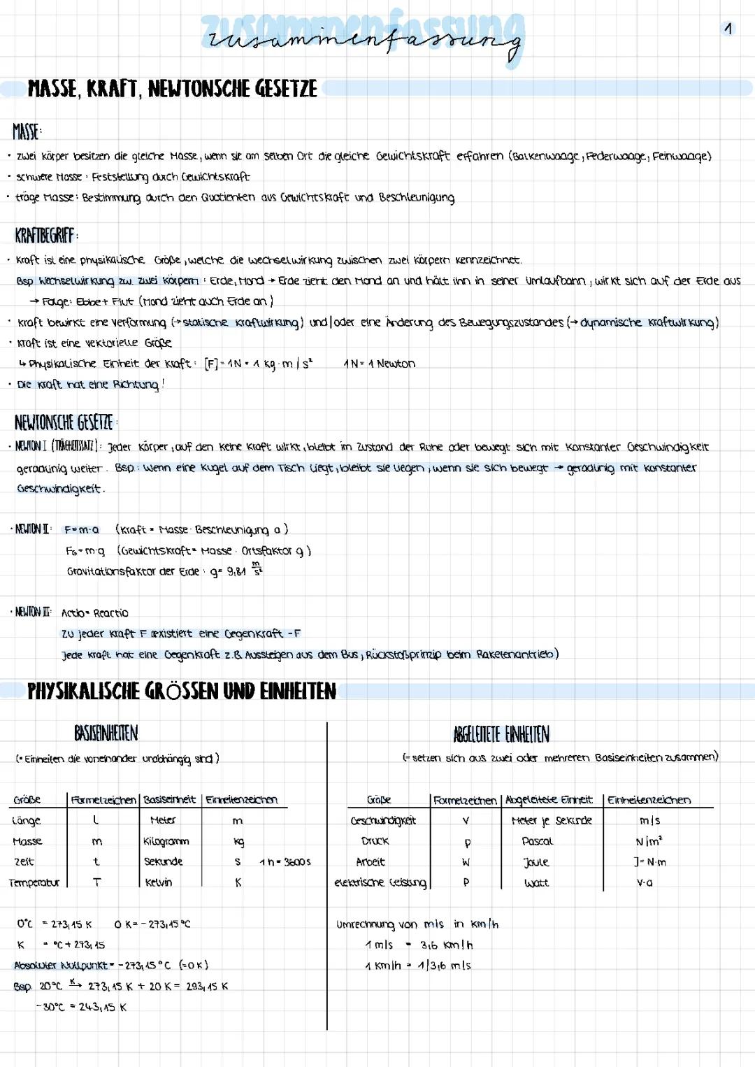 Newtonsche Gesetze, Aufgaben und Lösungen PDF für 8. Klasse