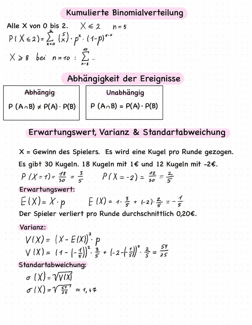 Wahrscheinlichkeitsrechnung
Ergebnis: Betrachtung der möglichen Ausgänge eines Zufallsexperimentes.
Ergebnisraum: Alle möglichen Ergebnisse.