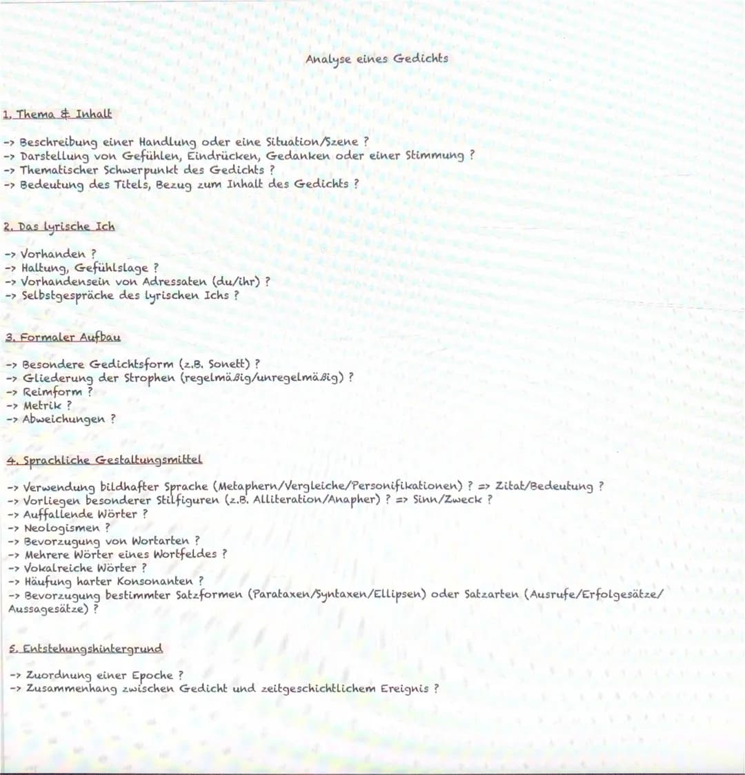 Analyse eines Gedichts