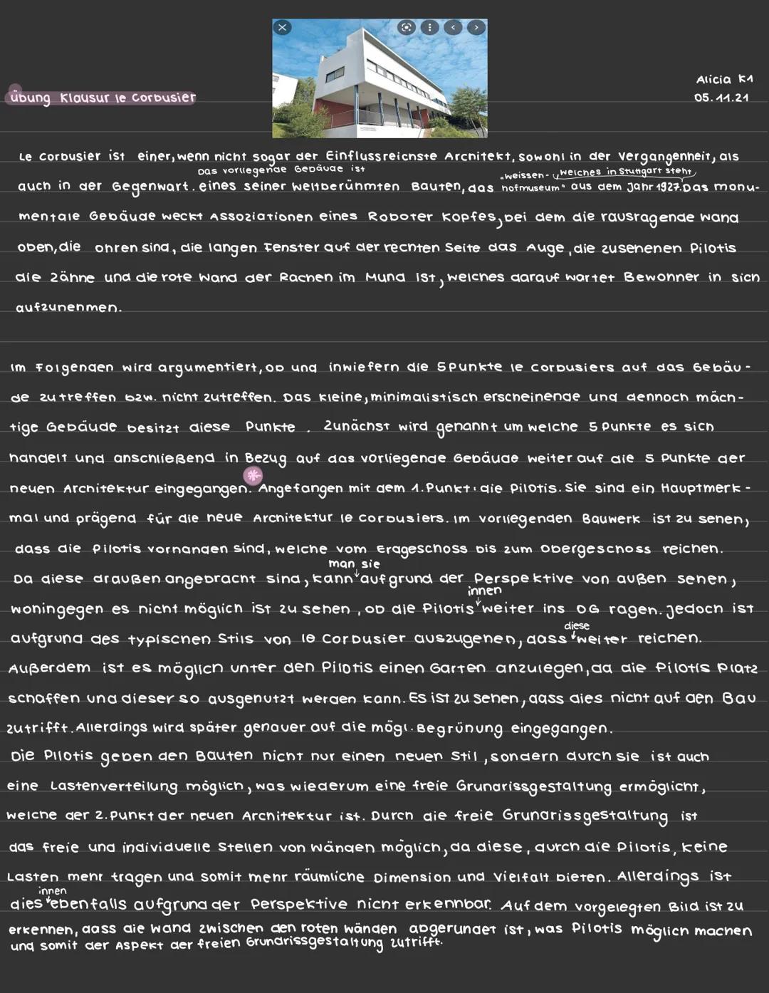 # übung
Klausur le Corbusier

Alicia ka
05.11.21

Le Corbusier ist einer, wenn nicht sogar der Einflussreichste Architekt, sowohl in der ver
