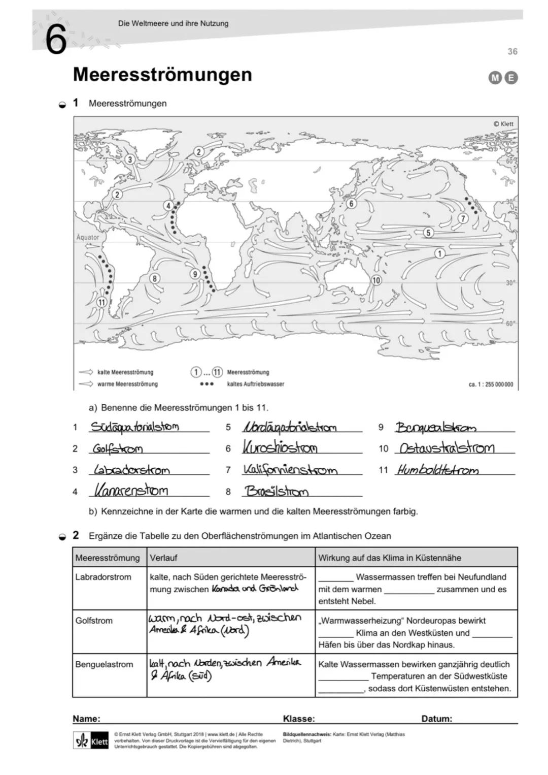 Warme und kalte Meeresströmungen – Namen, Karte und Beispiele