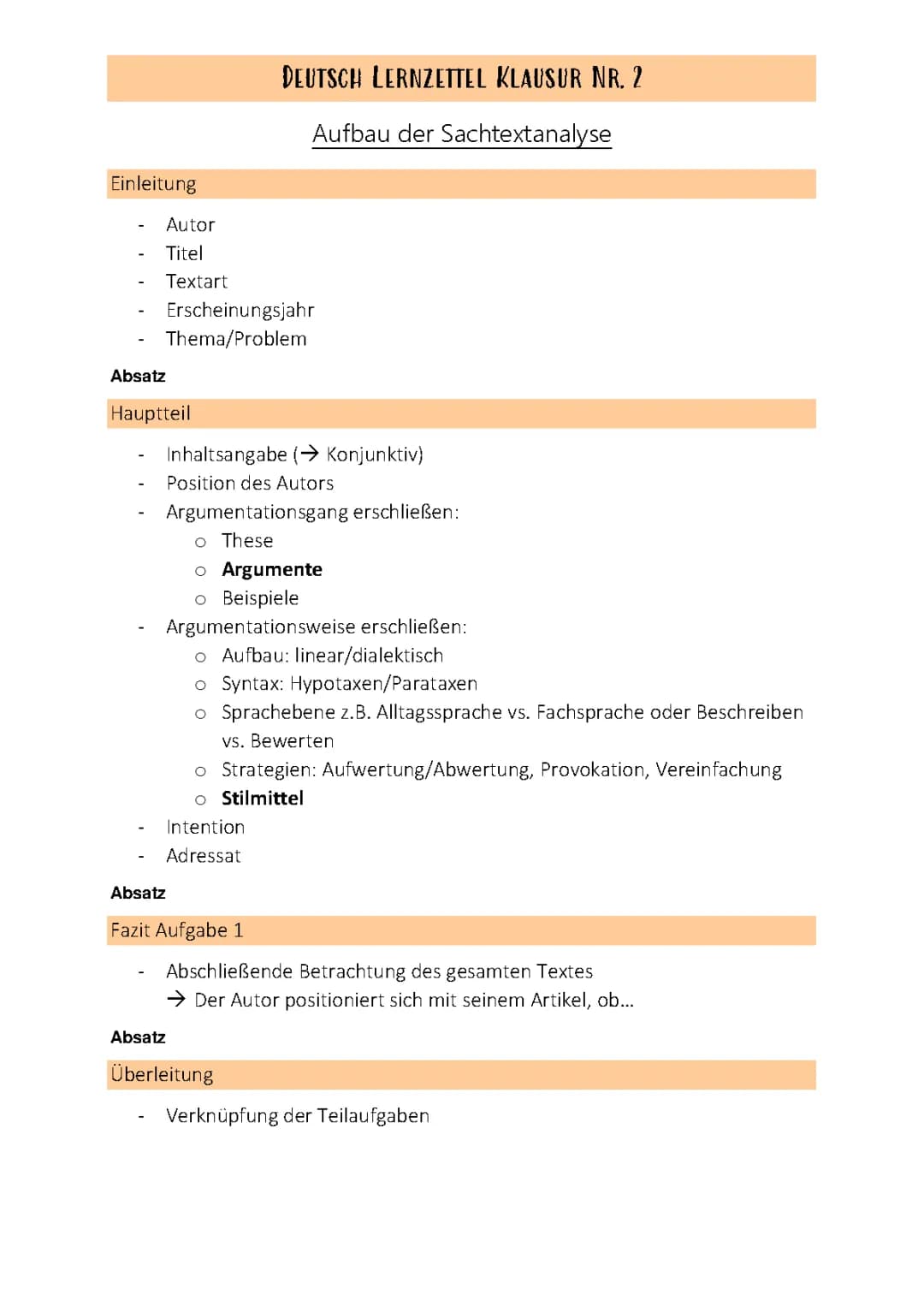 Sachtextanalyse Aufbau & Sprachwandel