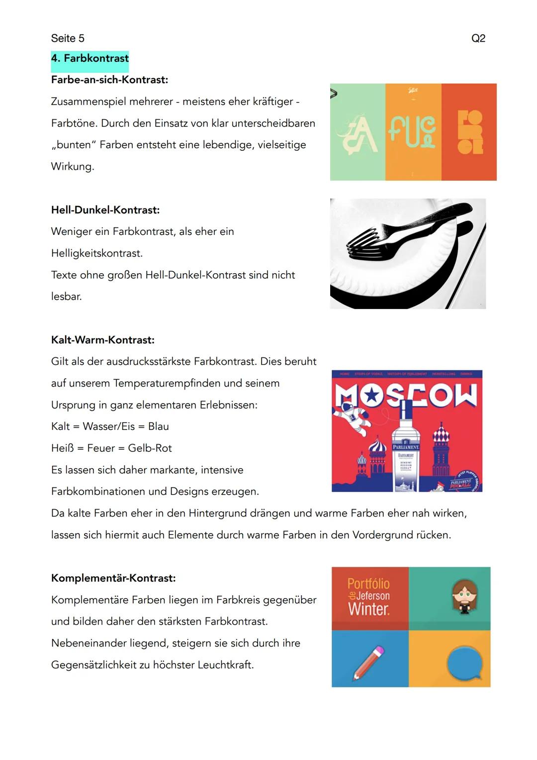 Seite 1

Q2

Lernzettel Klausur GMT

Farbanalyse

1. Der Farbkreis:

KALT

Rot, Gelb, Blau = Primärfarben
WARM
Orange, Grün, Violett = Sekun