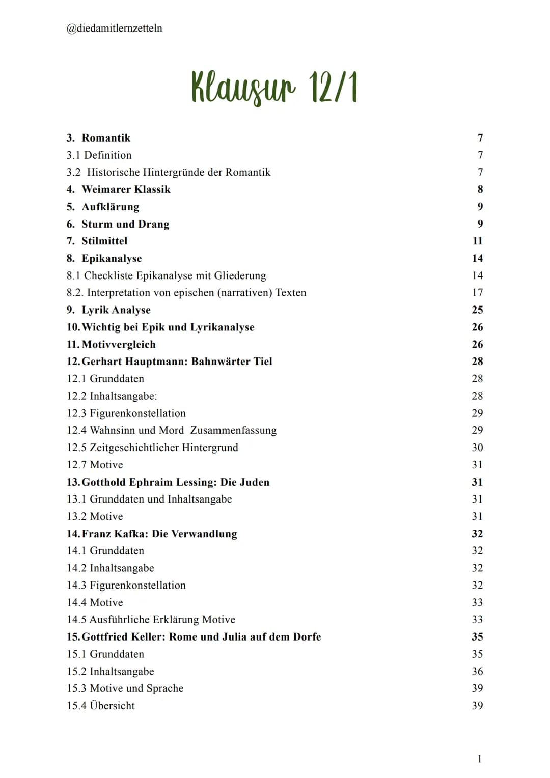 @diedamitlernzetteln
3. Romantik
3.1 Definition
3.2 Historische Hintergründe der Romantik
4. Weimarer Klassik
5. Aufklärung
6. Sturm und Dra