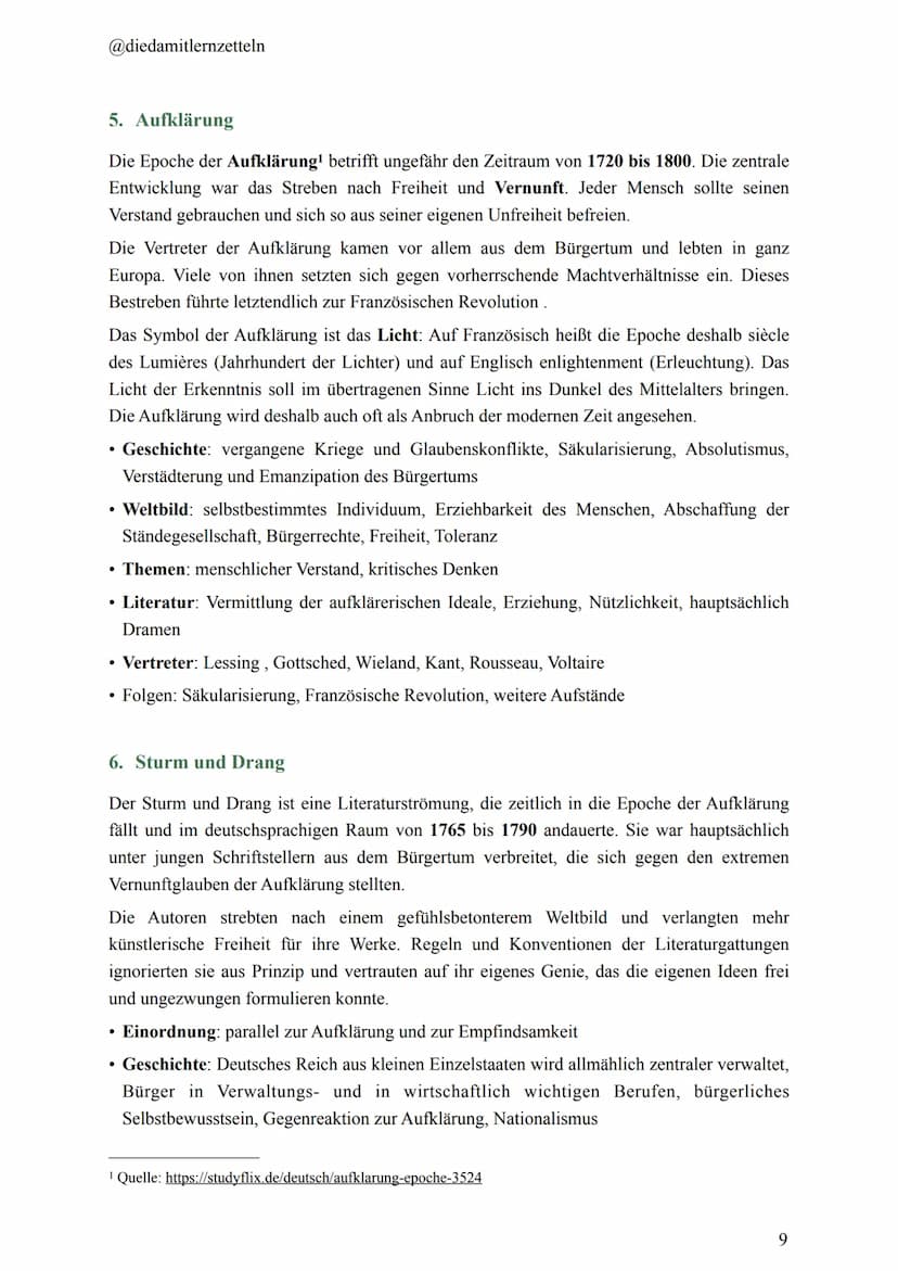 @diedamitlernzetteln
3. Romantik
3.1 Definition
3.2 Historische Hintergründe der Romantik
4. Weimarer Klassik
5. Aufklärung
6. Sturm und Dra