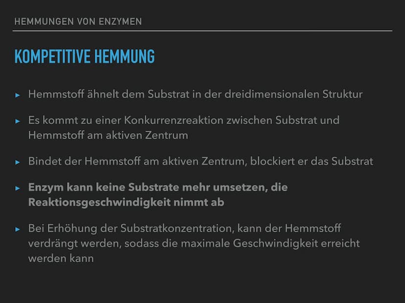 HEMMUNGEN VON ENZYMEN HEMMUNGEN VON ENZYMEN
INHALTSVERZEICHNIS
▸ Was sind Enzyme eigentlich?
▸ Definition Enzym-Hemmung
►
3 Arten der Enzym-