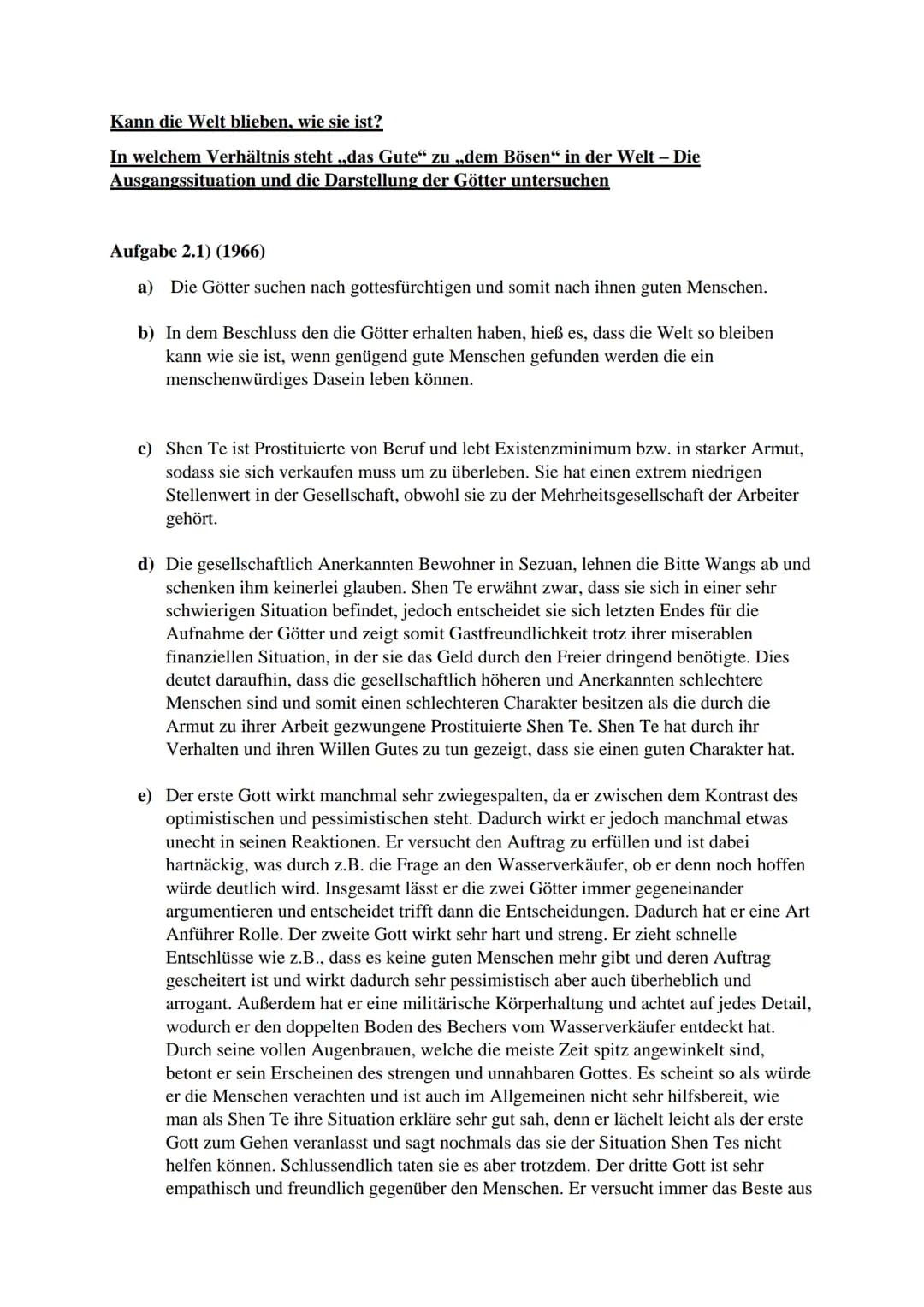 Thema der Unterrichtsreihe: Kann die Welt bleiben, wie sie ist?
Thema der Stunde(n): In welchem Verhältnis steht das Gute" zu „dem
Bösen" in