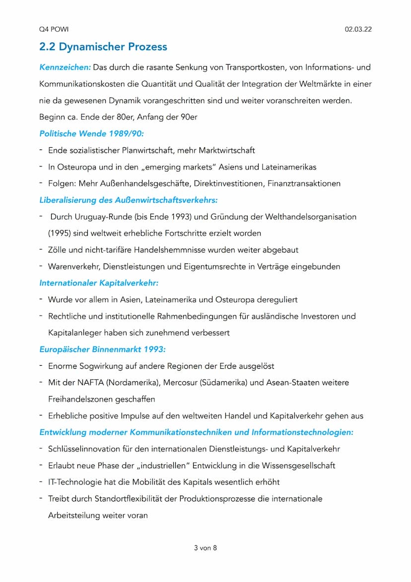 Q4 POWI
1. Globalisierung
Prozess der zunehmenden Vernetzung der Volkswirtschaftlichen auf internationaler Ebene
in den Bereichen Wirtschaft