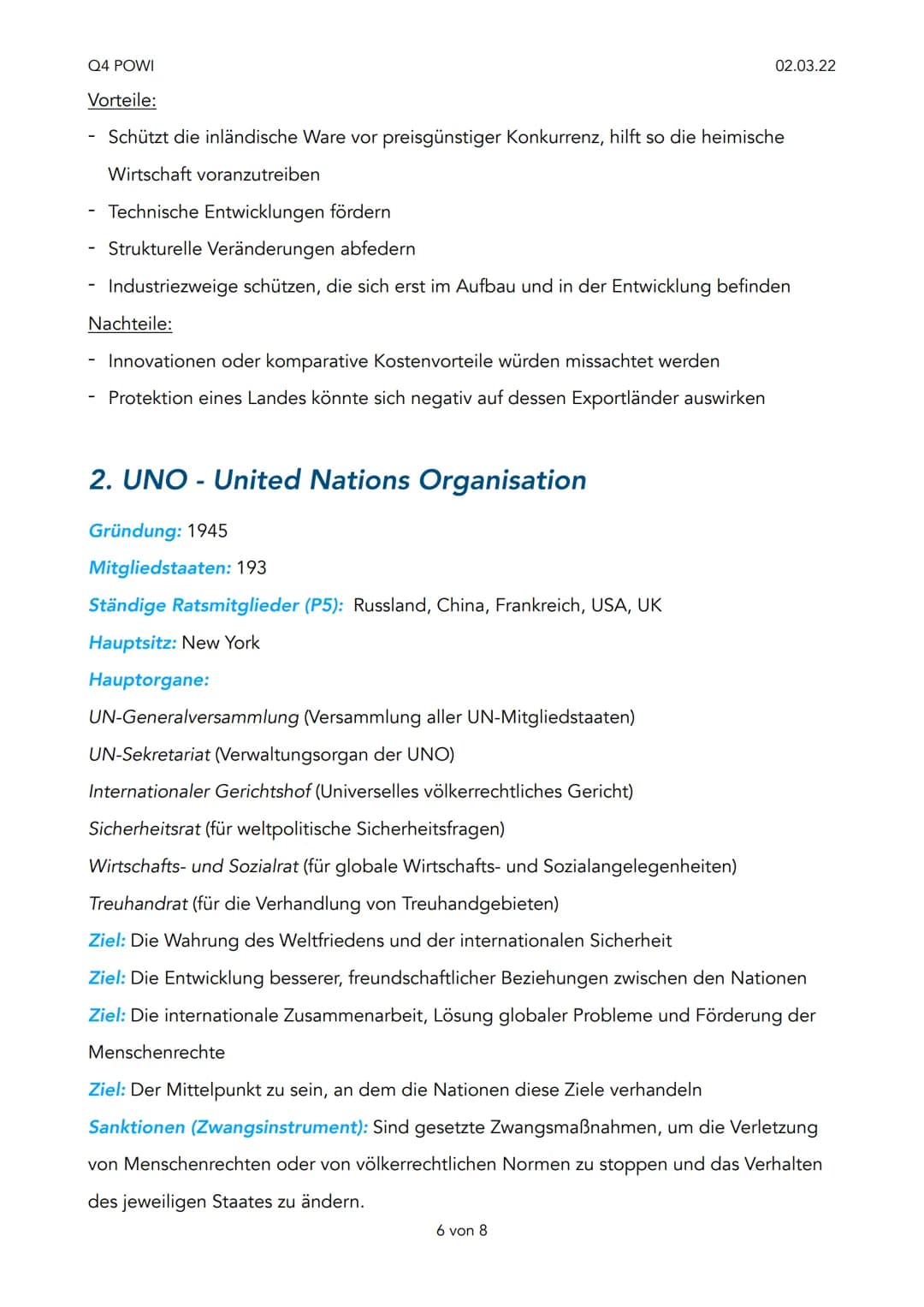 Q4 POWI
1. Globalisierung
Prozess der zunehmenden Vernetzung der Volkswirtschaftlichen auf internationaler Ebene
in den Bereichen Wirtschaft