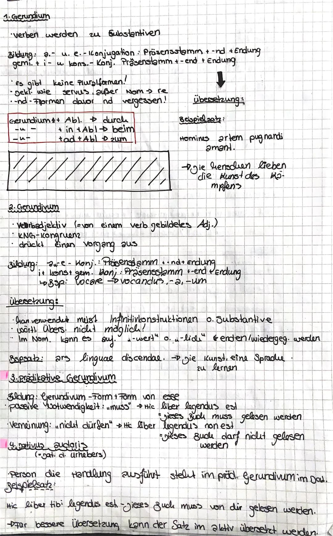 1. Gerundium
verben werden
Bildung: a.- u. e. -Konjugation: Präsensstamm + -nd + Endung
gemi. + i - u. kons.- Konj. Präsenstamm + -end + End