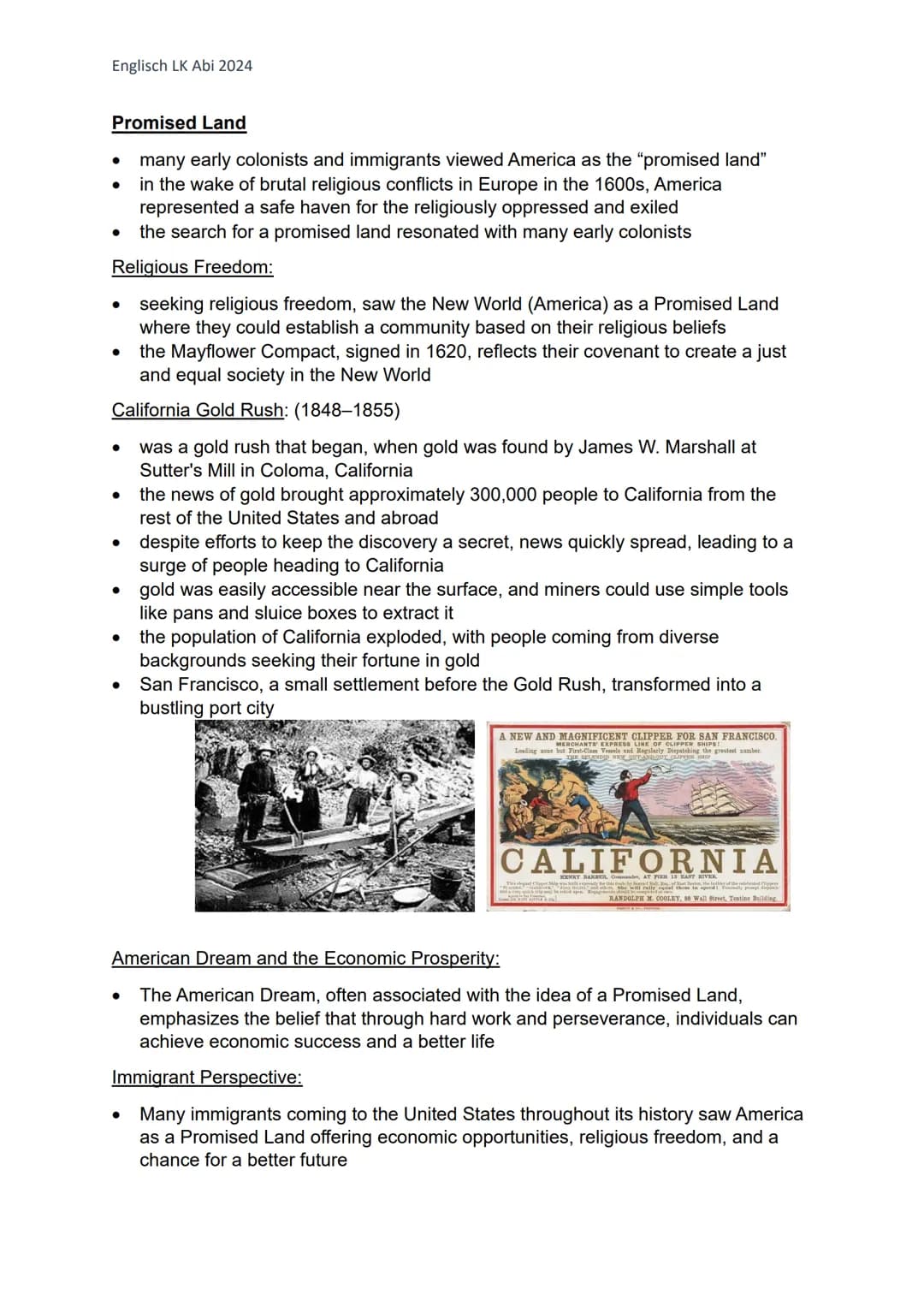 Englisch LK Abi 2024
Englisch LK (Lernzettel)
Q1 the USA - the formation of a nation political + social developments
Colonial Beginnings:
• 