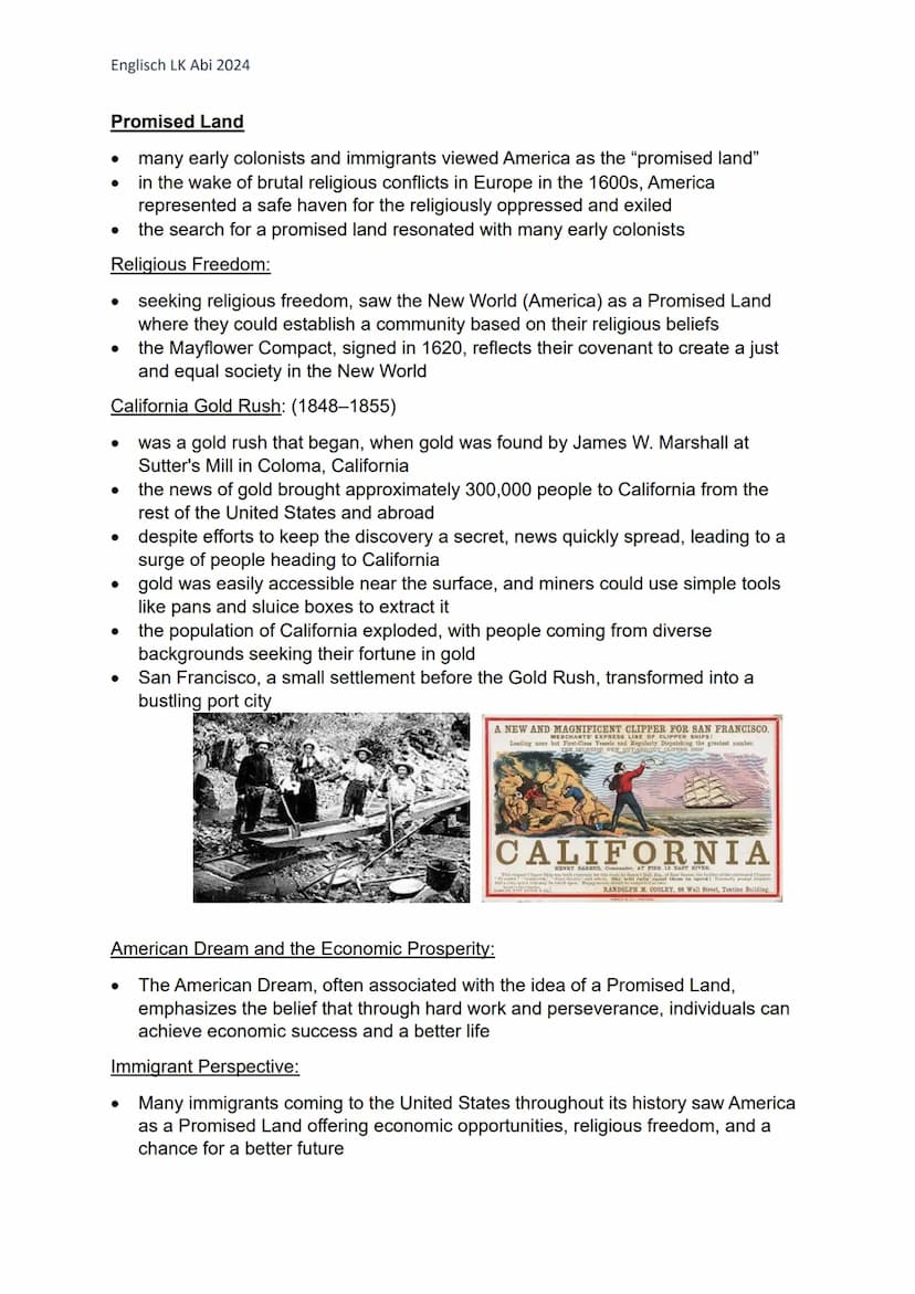 Englisch LK Abi 2024
Englisch LK (Lernzettel)
Q1 the USA - the formation of a nation political + social developments
Colonial Beginnings:
• 